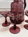 Bohemian Amethyst Glass Decanter w 4 Cordial Glass