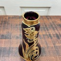 Art Nouveau Vase Amethyst Purple Glass Gold Enamel