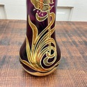 Art Nouveau Vase Amethyst Purple Glass Gold Enamel