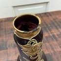 Art Nouveau Vase Amethyst Purple Glass Gold Enamel