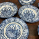 6 Liberty Blue Staffordshire Soup Bowls Old North 