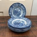 6 Liberty Blue Staffordshire Soup Bowls Old North 
