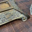 Antique Brass and Glass Double Inkwell Art Nouveau