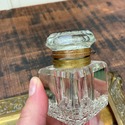 Antique Brass and Glass Double Inkwell Art Nouveau