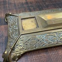 Antique Brass and Glass Double Inkwell Art Nouveau