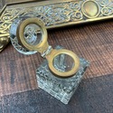 Antique Brass and Glass Double Inkwell Art Nouveau
