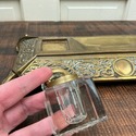 Antique Brass and Glass Double Inkwell Art Nouveau