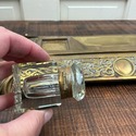 Antique Brass and Glass Double Inkwell Art Nouveau