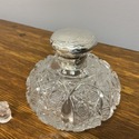 Antique Cut Glass Sterling Silver Lid Perfume Bott