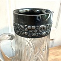 Glass w Silver Plate Wide Rim Pitcher Jug Water Wi