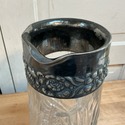 Glass w Silver Plate Wide Rim Pitcher Jug Water Wi