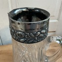 Glass w Silver Plate Wide Rim Pitcher Jug Water Wi