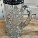 Glass w Silver Plate Wide Rim Pitcher Jug Water Wi