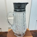 Antique Clear Glass Pitcher Jug Silver Plate or Pe