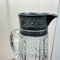 Antique Clear Glass Pitcher Jug Silver Plate or Pe