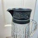 Antique Clear Glass Pitcher Jug Silver Plate or Pe