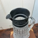 Antique Clear Glass Pitcher Jug Silver Plate or Pe