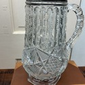Antique Clear Glass Pitcher Jug Silver Plate or Pe