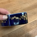 Antique Cobalt Blue Gold Scroll French Box Bottom 