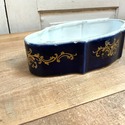 Antique Cobalt Blue Gold Scroll French Box Bottom 