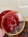 Red Glass Decanter Set Hand Enameled Pitcher 6 Gla