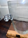 Vintage Glass Ice Bucket Pulled Scroll Handles Sus