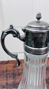 Vntg Tall Crystal Glass Silverplate Pitcher Wine D