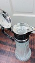 Vntg Tall Crystal Glass Silverplate Pitcher Wine D