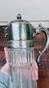 Vntg Tall Crystal Glass Silverplate Pitcher Wine D