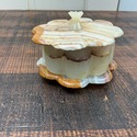 Onyx Stone Footed Covered Trinket Box Floral Flowe