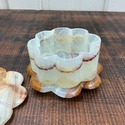 Onyx Stone Footed Covered Trinket Box Floral Flowe