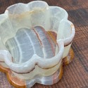 Onyx Stone Footed Covered Trinket Box Floral Flowe