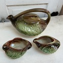 McCoy Green Daisy Tea Set Teapot Sugar Creamer Vin