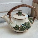McCoy Ivy Teaset Teapot Sugar Creamer Green Beige 