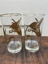 Golden Mallards 8 Highball Glasses w Orignal Carri