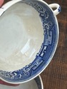 5 Antique Blue Willow Cream Soup Bowls Double Hand