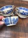5 Antique Blue Willow Cream Soup Bowls Double Hand