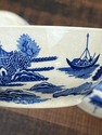 5 Antique Blue Willow Cream Soup Bowls Double Hand