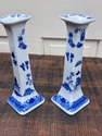 Blue White Asian Taper Candlestick Holders Orienta
