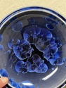 Blue Crystalline Artist Signed Glass Pottery Bowl 