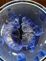 Blue Crystalline Artist Signed Glass Pottery Bowl 