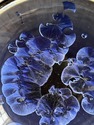 Blue Crystalline Artist Signed Glass Pottery Bowl 