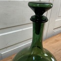 Green Glass Decanter Ships Captain Hand Blown Flat