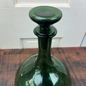 Green Glass Decanter Ships Captain Hand Blown Flat