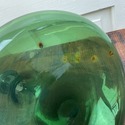 Green Glass Decanter Ships Captain Hand Blown Flat