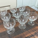 9 Libbey Rock Sharpe Brandy Snifters Etched Cornfl