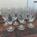 11 Wine Claret Glasses Footed Etched Cornflower Fe