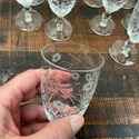 11 Wine Claret Glasses Footed Etched Cornflower Fe