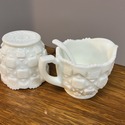 Large Sugar Creamer Spoon Set Westmoreland Quilted