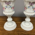Pair Westmoreland Tall Urns w Lids Roses & Bows il
